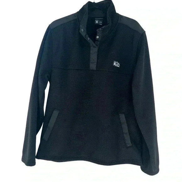 Spyder Men's Half Snap Black Pullover Size Large - Picture 1 of 8